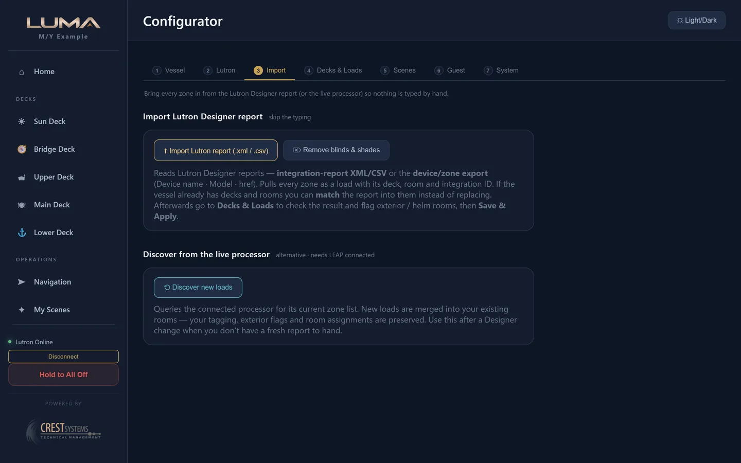Configurator step 3, Import